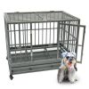 36'' Dog Cage Crate Heavy Duty Strong Metal Pet Kennel Playpen w/ Wheels Tray