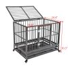 36'' Dog Cage Crate Heavy Duty Strong Metal Pet Kennel Playpen w/ Wheels Tray