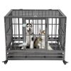 36'' Dog Cage Crate Heavy Duty Strong Metal Pet Kennel Playpen w/ Wheels Tray