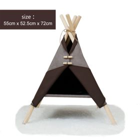 Pet Teepee Cat Bed House Portable Folding Tent with Thick Cushion Easy Assemble Fit Spring Summer for Dog Puppy Cat Indoor (Color: Dark Brown)
