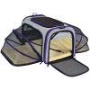 Cat Carrier TSA Airline Approved with Ventilation for Small Medium Cats Dogs Puppies with Big Space 5 Mesh Windows 4 Open Doors - Blue